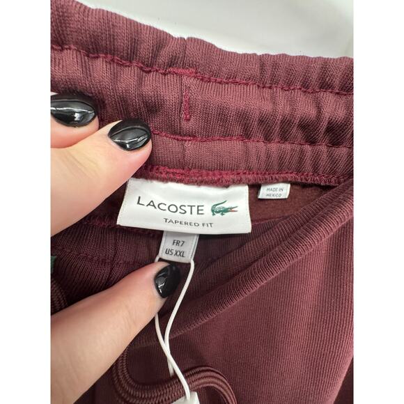 NWT‎ Lacoste Bordeaux Red Men's Tapered Fit Fleece Trackpants Size XXL (7) - Picture 4 of 5
